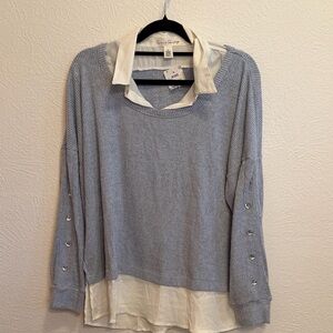 💎💎💎BOGOHO 💎💎💎Women's Blue Sweater with White Collar-XL